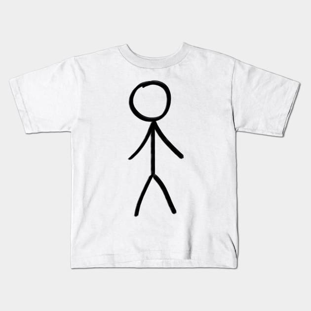 Single stick figure, hand drawn in very simple lines Kids T-Shirt by WelshDesigns